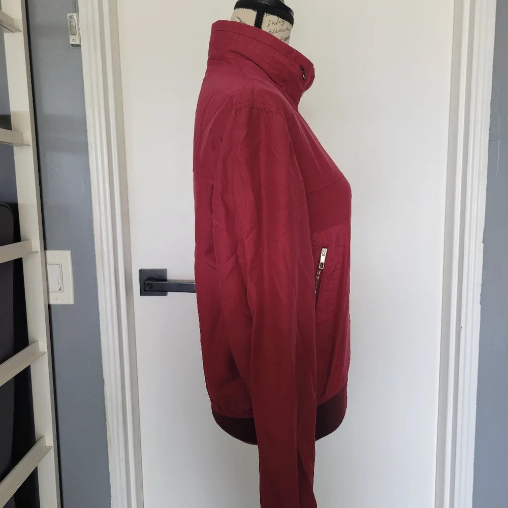 Valentino Made In Italy‎ Burgundy Red Bomber Rain Jacket Women's Size Small